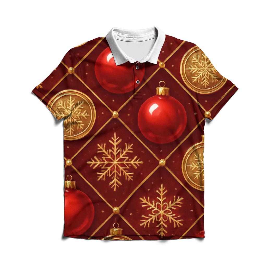 Crimson Christmas Ornament Lattice personalized polo shirts