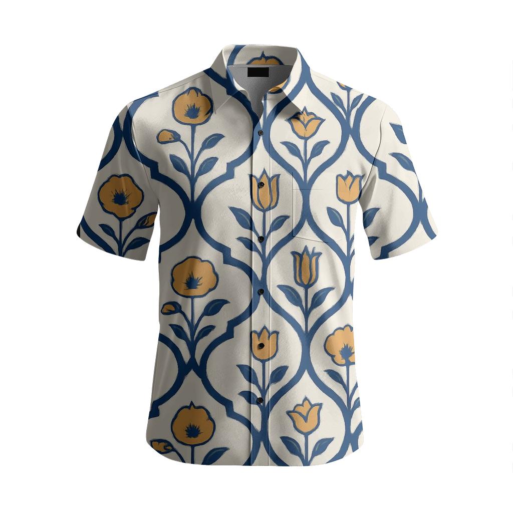 Indigo Caravan Mughal Jali Trellis designer stitched shirts