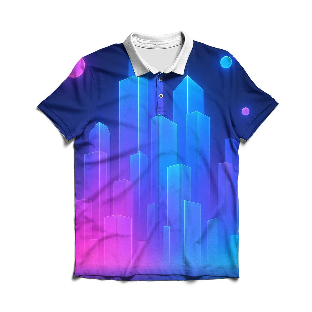 Neon Mirage City Gradient premium cotton polo shirts
