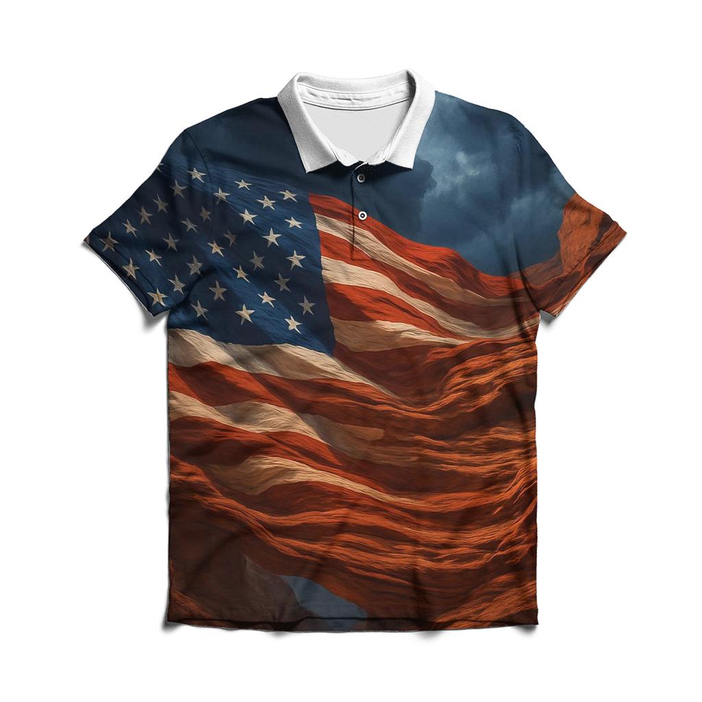 United States Flag Canyon Winds personalized polo shirts