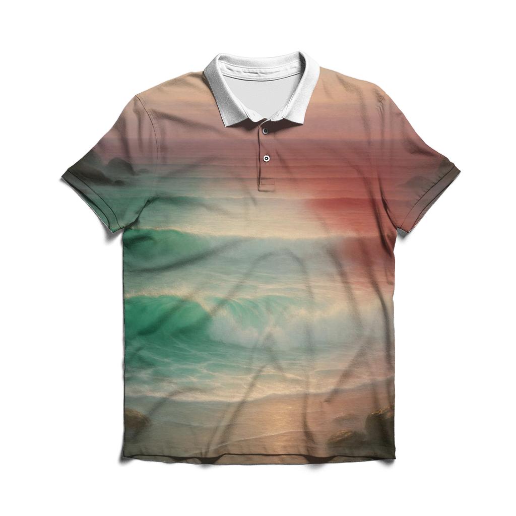 Italian Coastline Tricolor Waves custom polo shirts