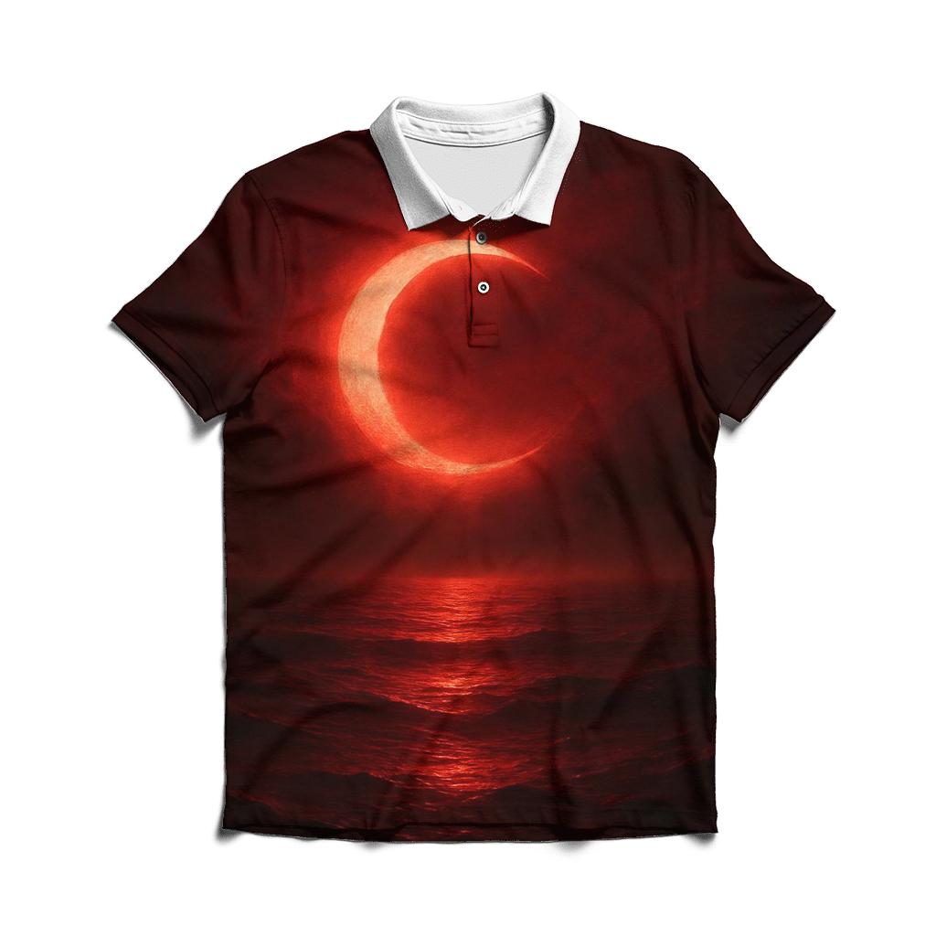 Turkish Crescent Moonlit Sea Flag custom polo shirts