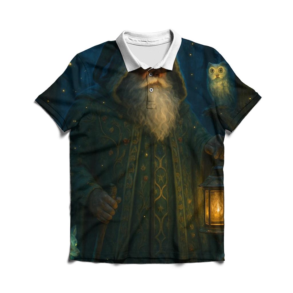 Midnight Forest Guardian Santa custom polo shirts