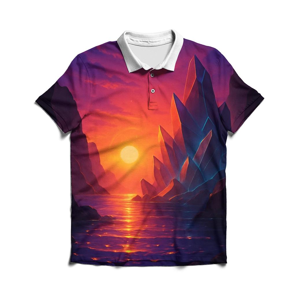 Crystalline Cove Sunset casual sports polo shirts