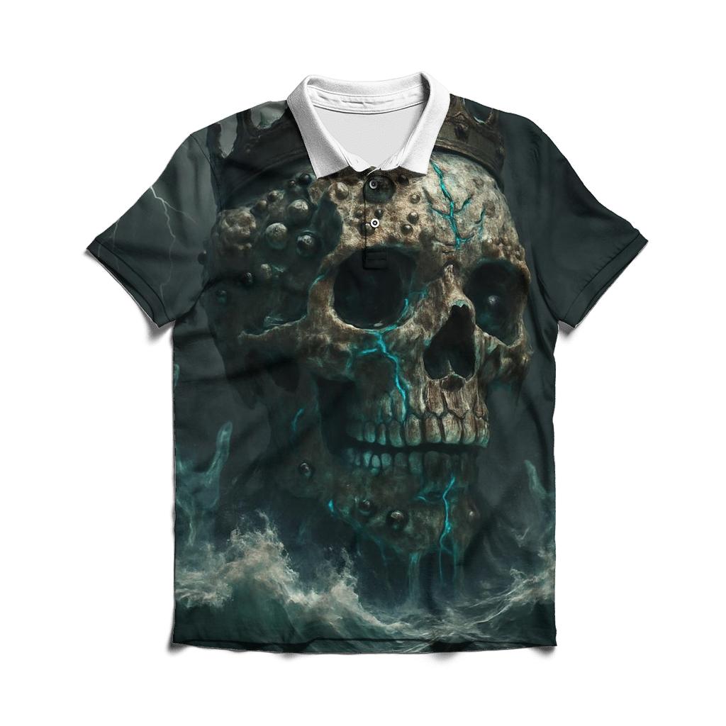 Crowned Skull Of The Abyssal Tide designer slim fit polos