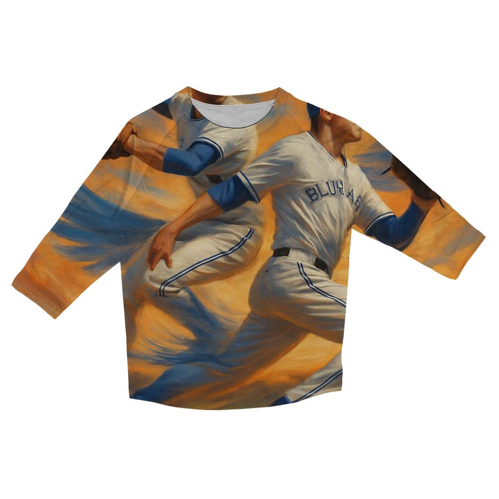 Sunset Spiral Blue Jays Double Play trendy 3/4 sleeve tops