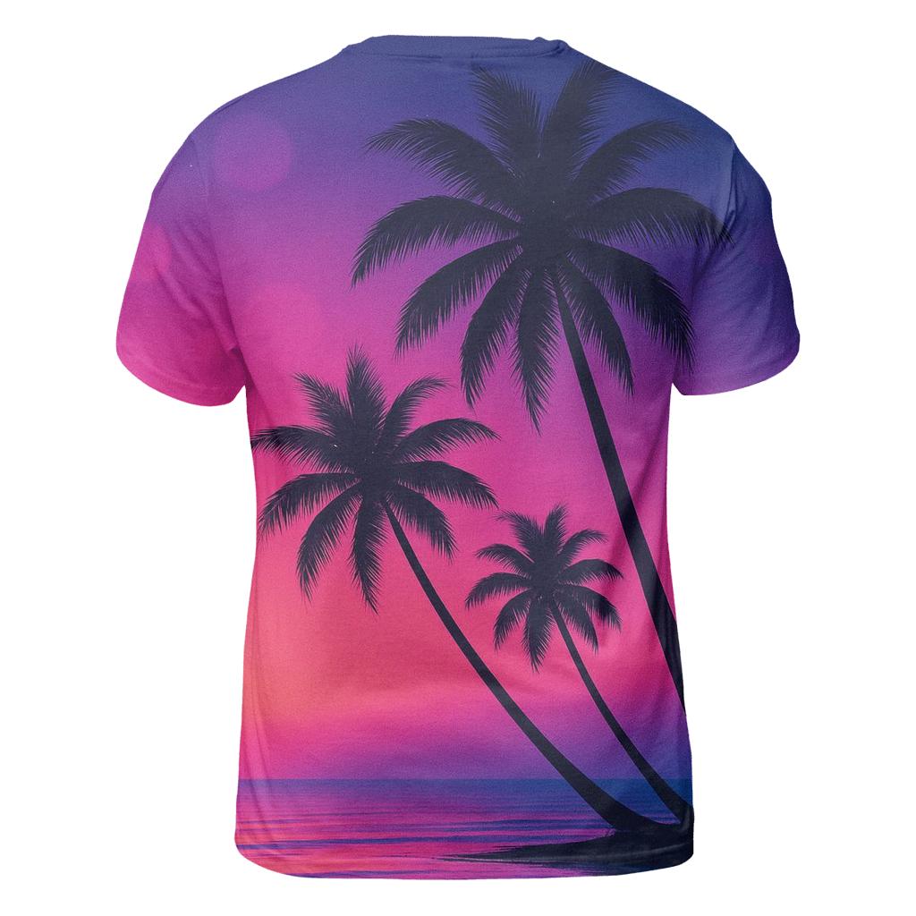 Neon Palms Afterglow vibrant all-over design tees