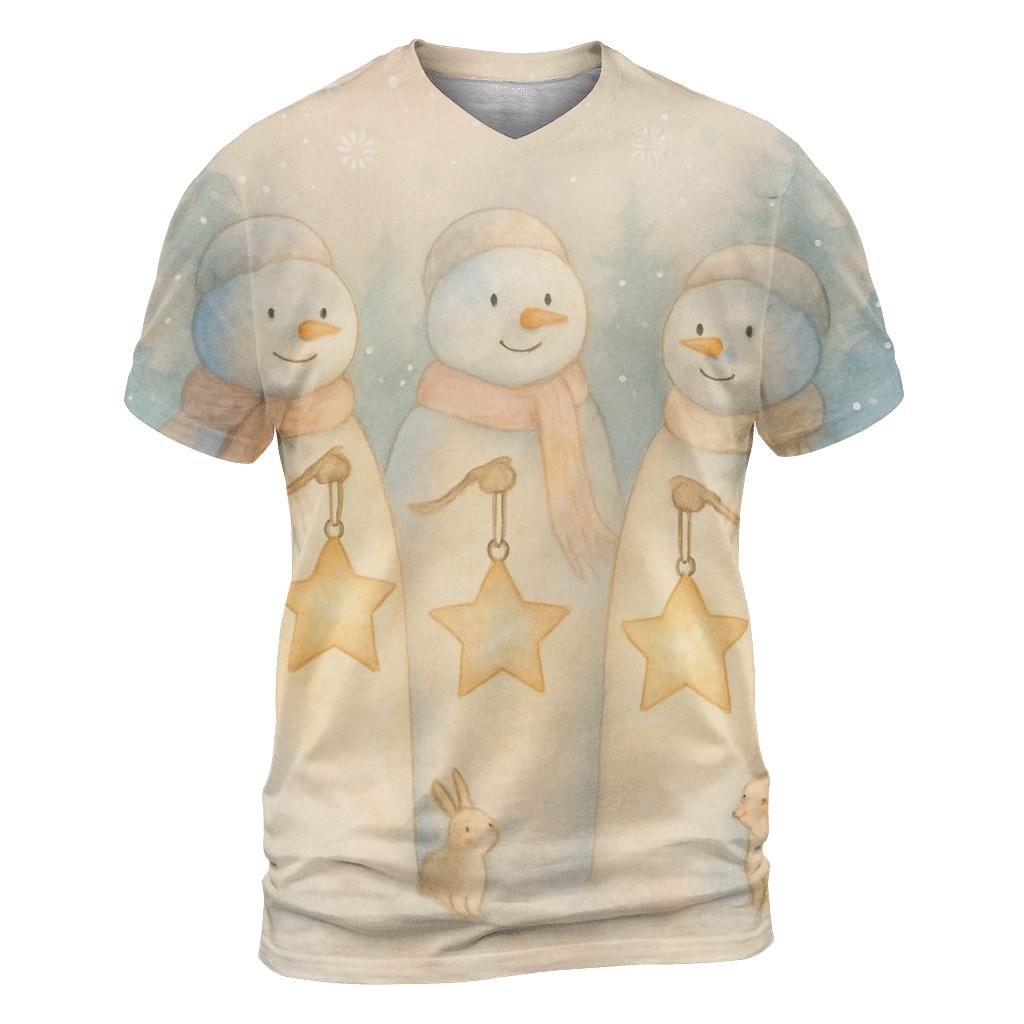 Snowman Forest Lantern Guardians trendy printed shirt styles