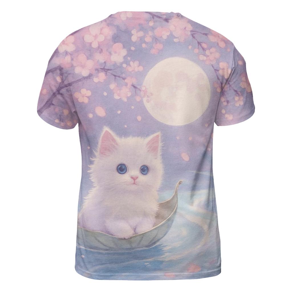 Cherry Blossom Moon River Cat personalized full print shirts