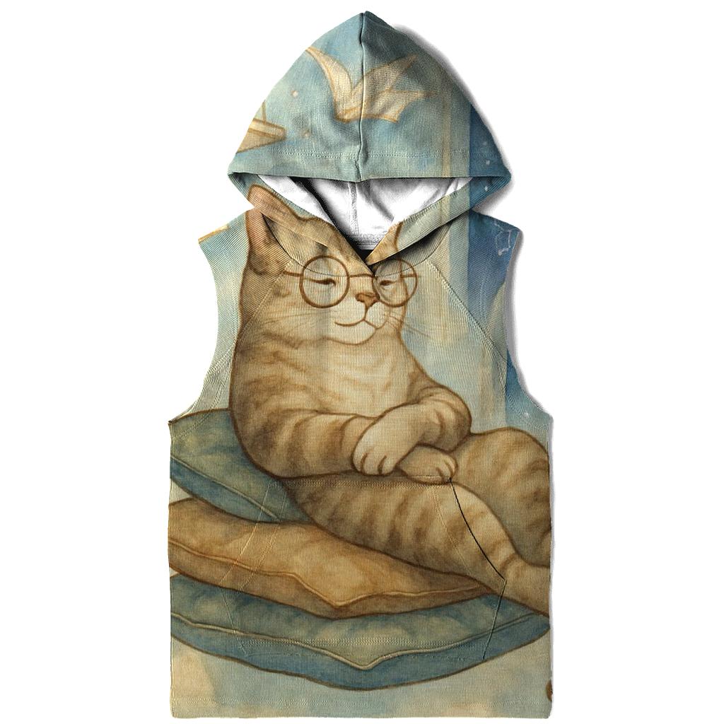 Dream Library Reading Cat embroidered hoodies