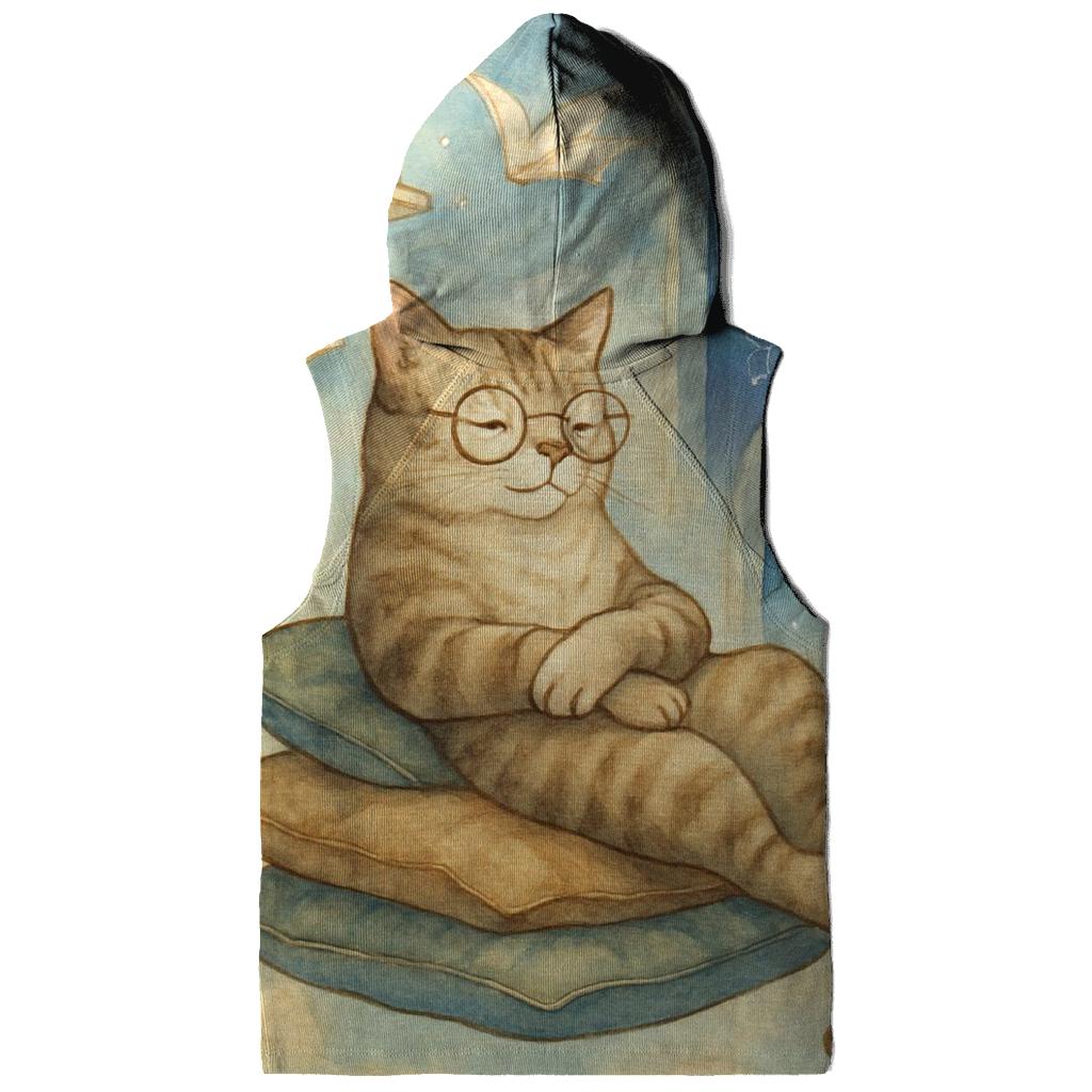 Dream Library Reading Cat embroidered hoodies