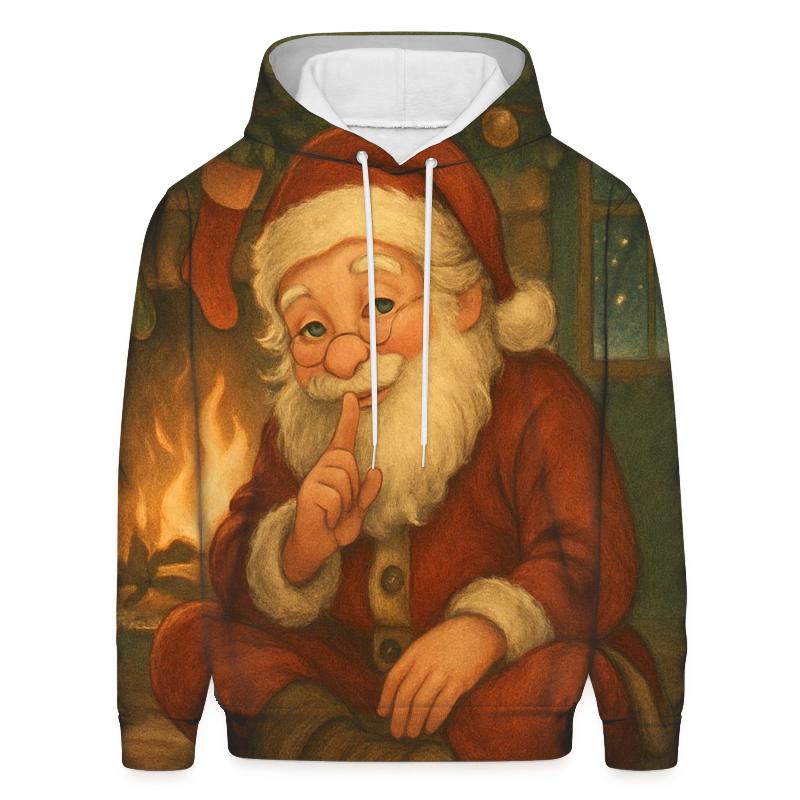 Cozy Fireplace Storybook Santa premium hoodies