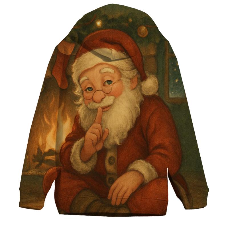 Cozy Fireplace Storybook Santa premium hoodies