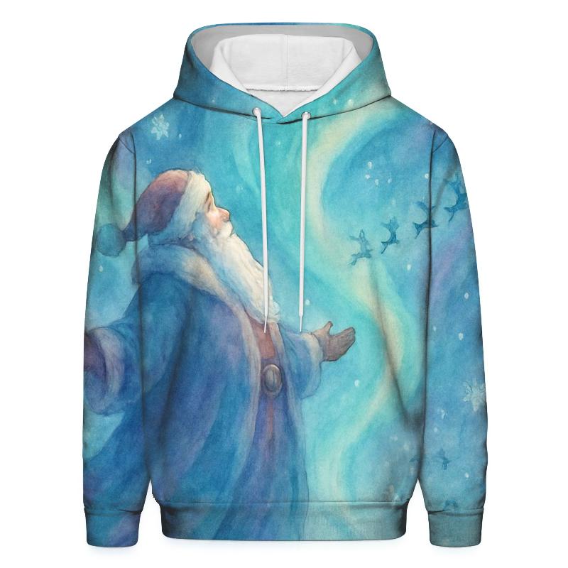 Aurora Dream Watercolor Santa graphic hoodies