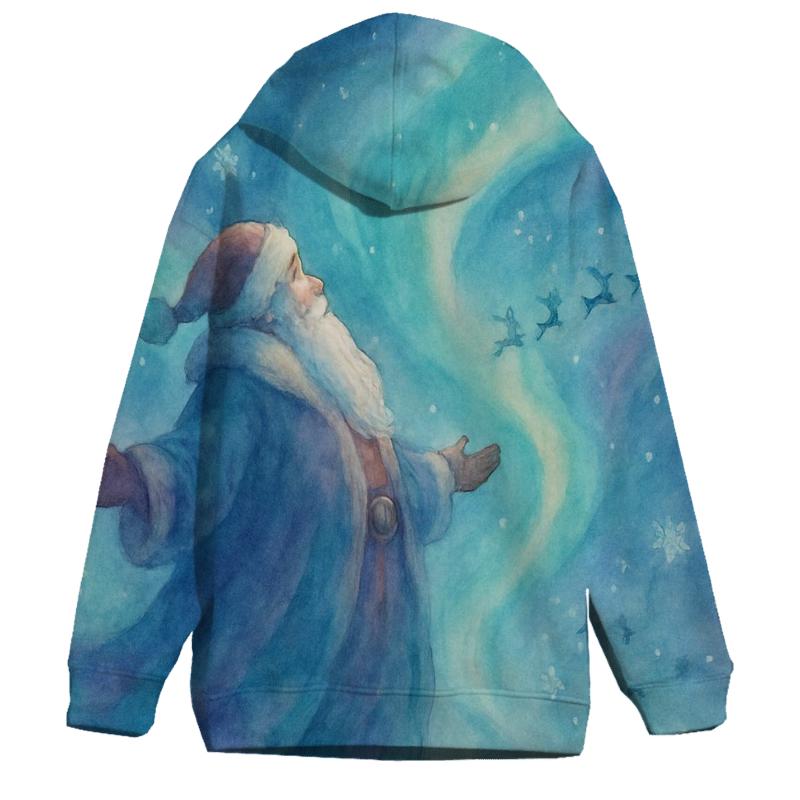 Aurora Dream Watercolor Santa graphic hoodies