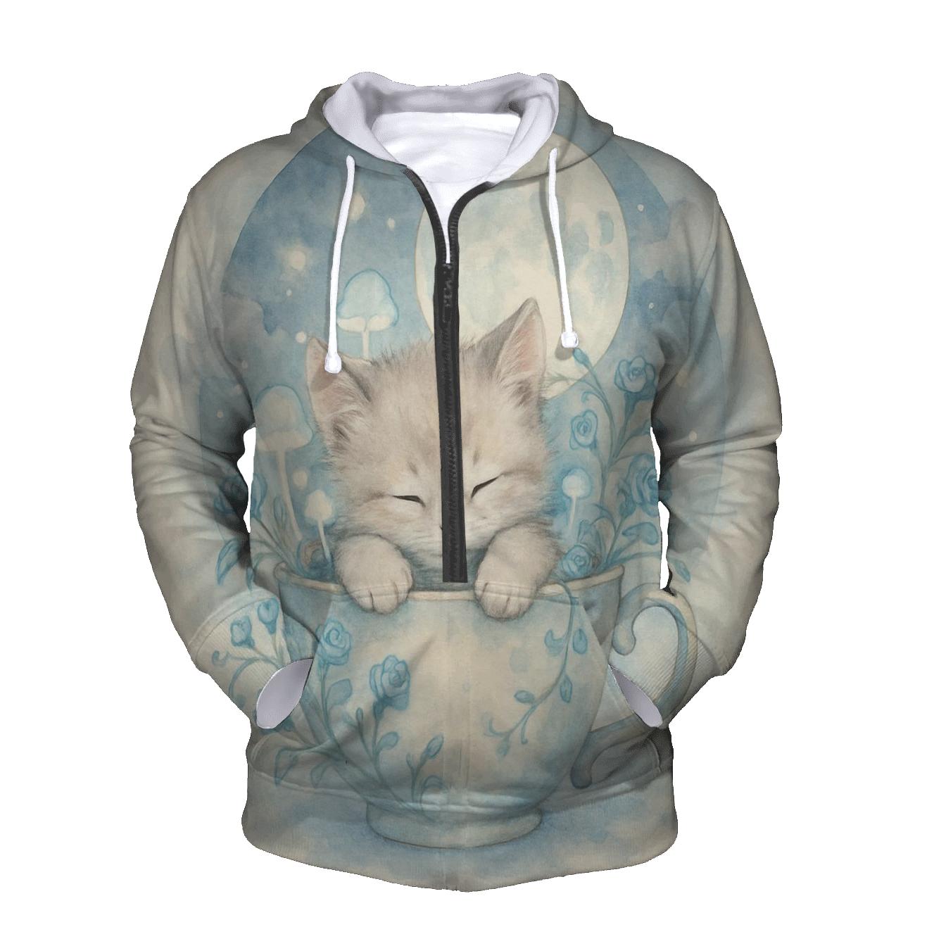 Moonlit Teacup Cat Garden custom hoodies
