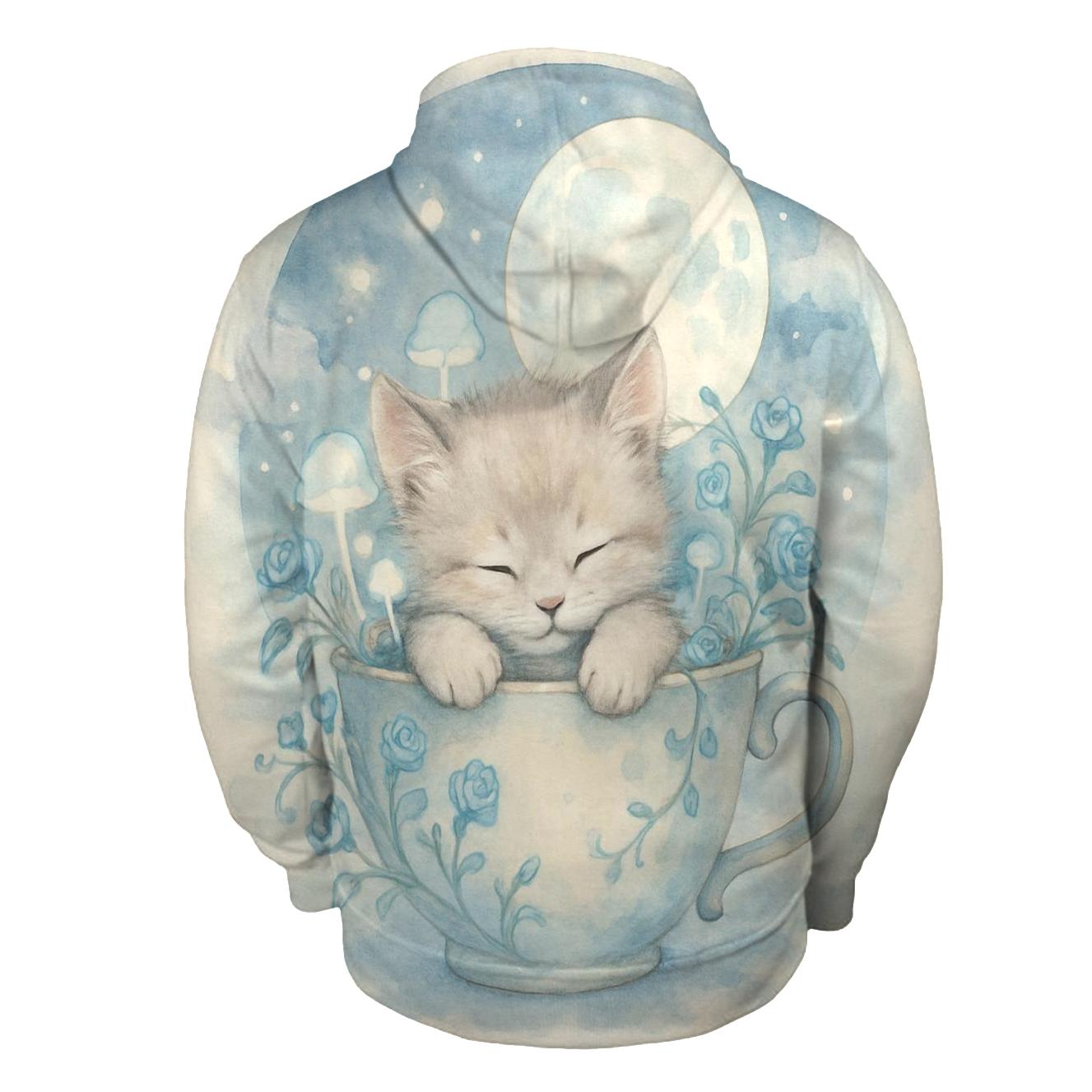Moonlit Teacup Cat Garden custom hoodies