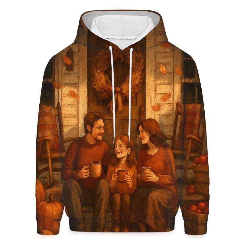 Thankful Porch Under Falling Leaves heavyweight hoodies