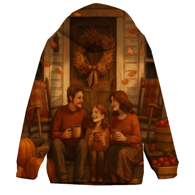 Thankful Porch Under Falling Leaves heavyweight hoodies