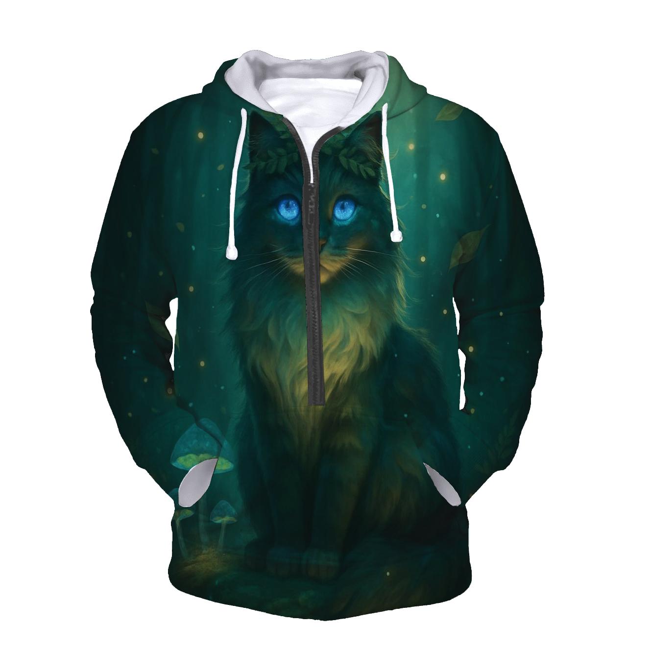 Forest Whisper Oracle Cat zip-up hoodies