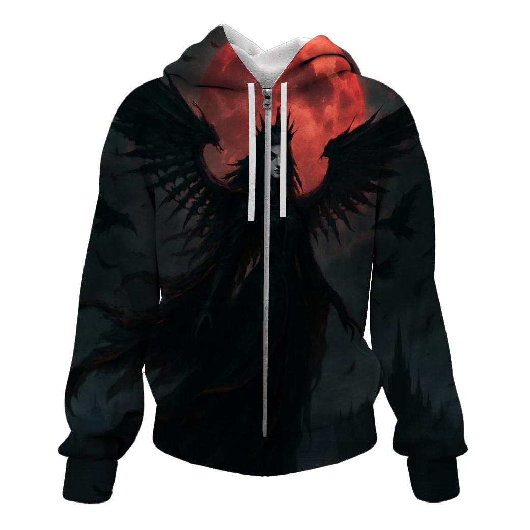 Raven Queen Of The Blood Moon printed hoodies