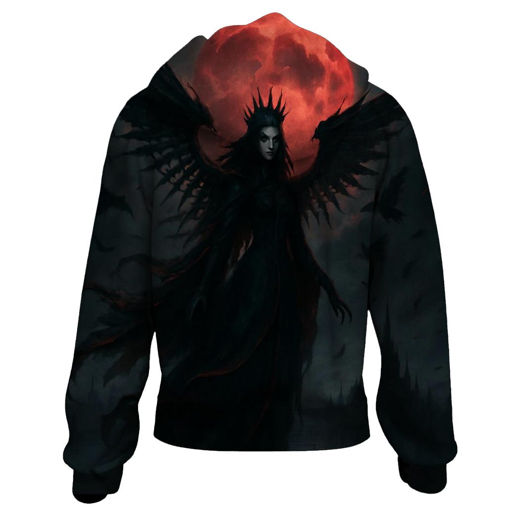 Raven Queen Of The Blood Moon printed hoodies