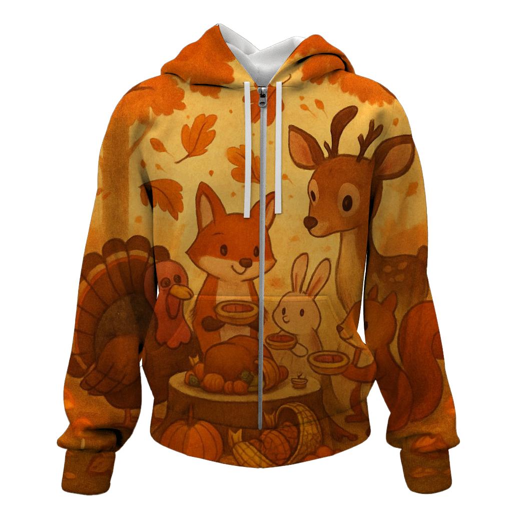 Woodland Friends Giving Feast lightweight hoodies