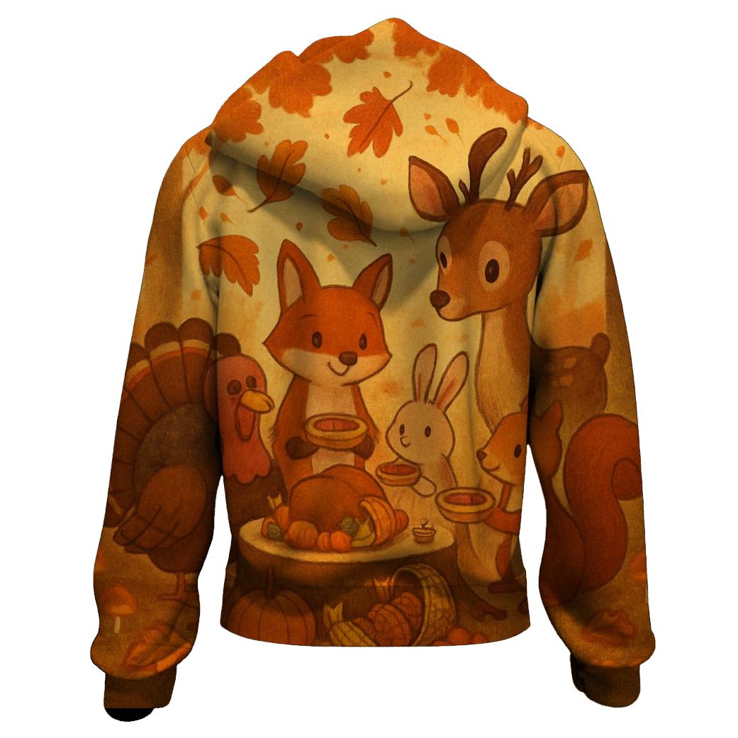 Woodland Friends Giving Feast lightweight hoodies