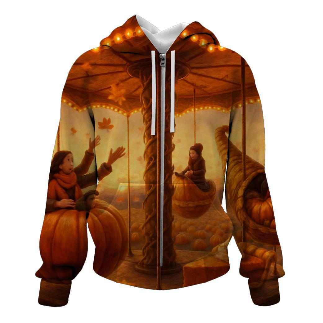 Pumpkin Patch Gratitude Carousel embroidered hoodies