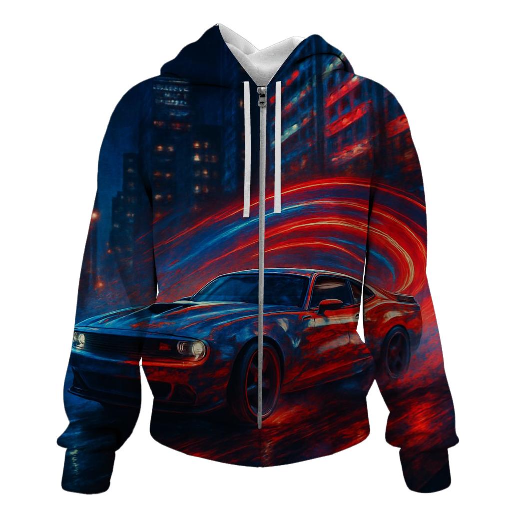 Neon Stripes Street Racer embroidered hoodies