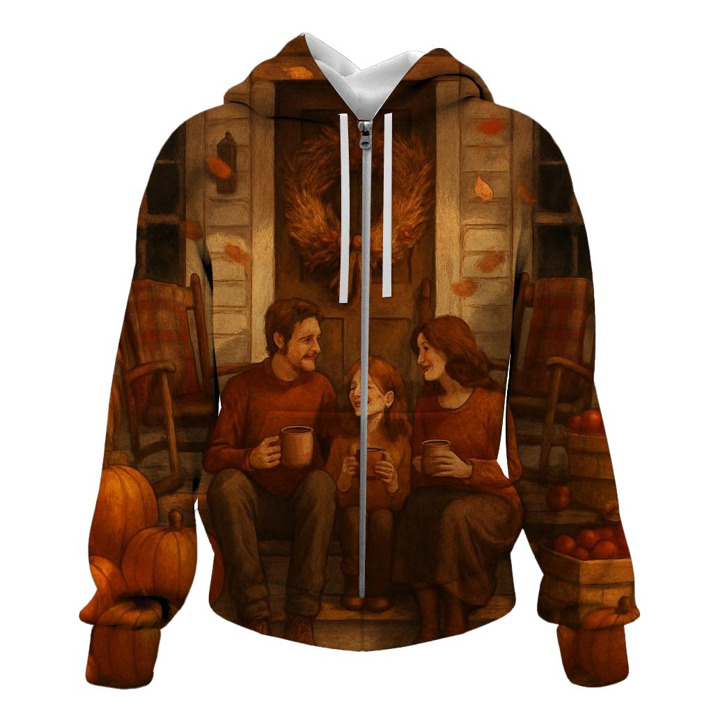 Thankful Porch Under Falling Leaves premium hoodies