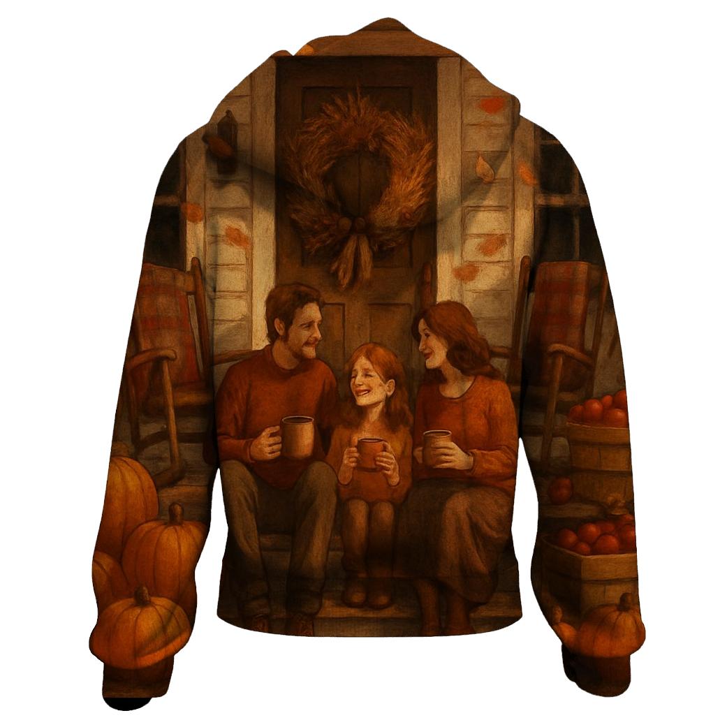 Thankful Porch Under Falling Leaves premium hoodies