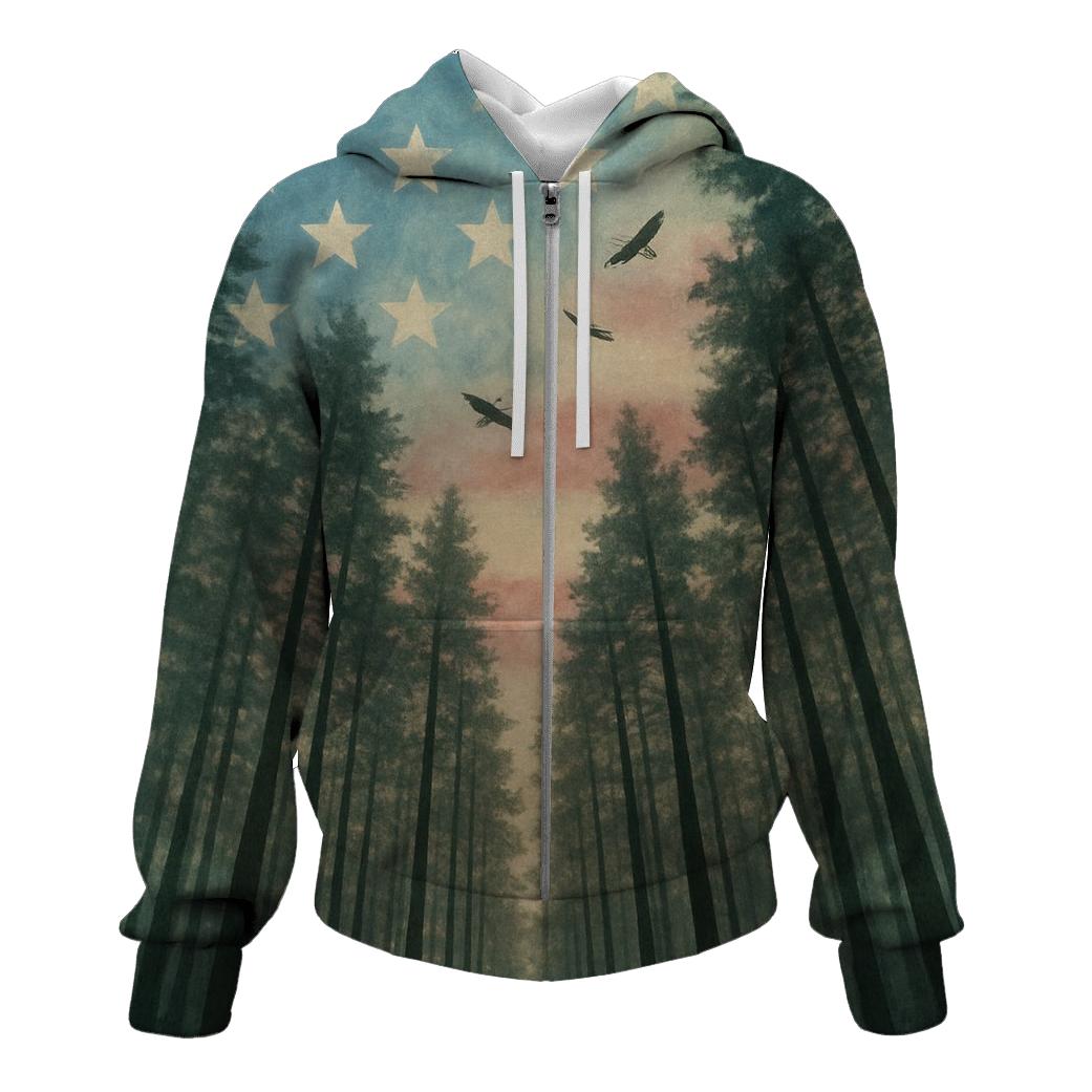 Forest Canopy Stars And Stripes zip-up hoodies