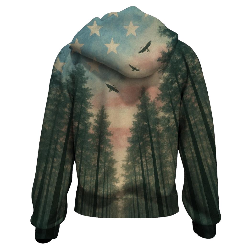Forest Canopy Stars And Stripes zip-up hoodies