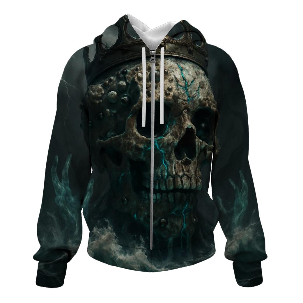 Crowned Skull Of The Abyssal Tide zip-up hoodies