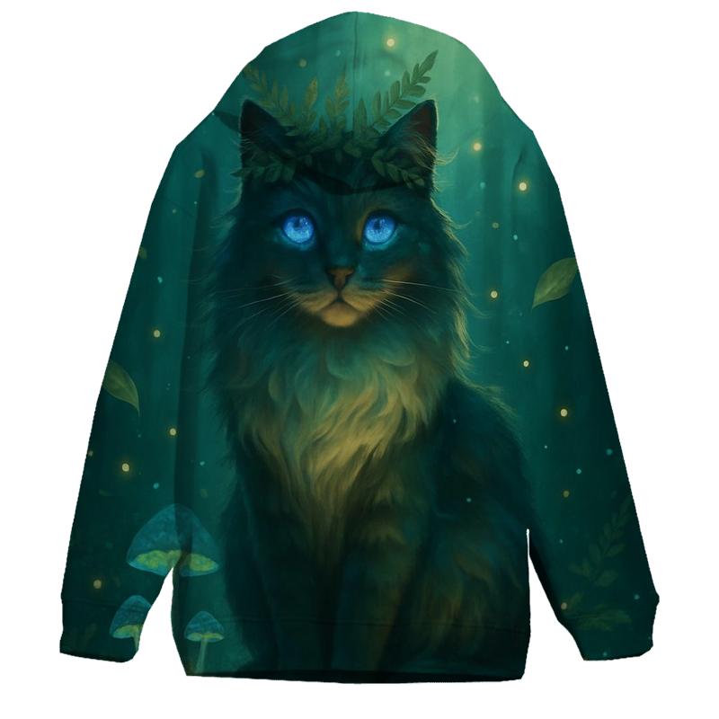 Forest Whisper Oracle Cat embroidered hoodies