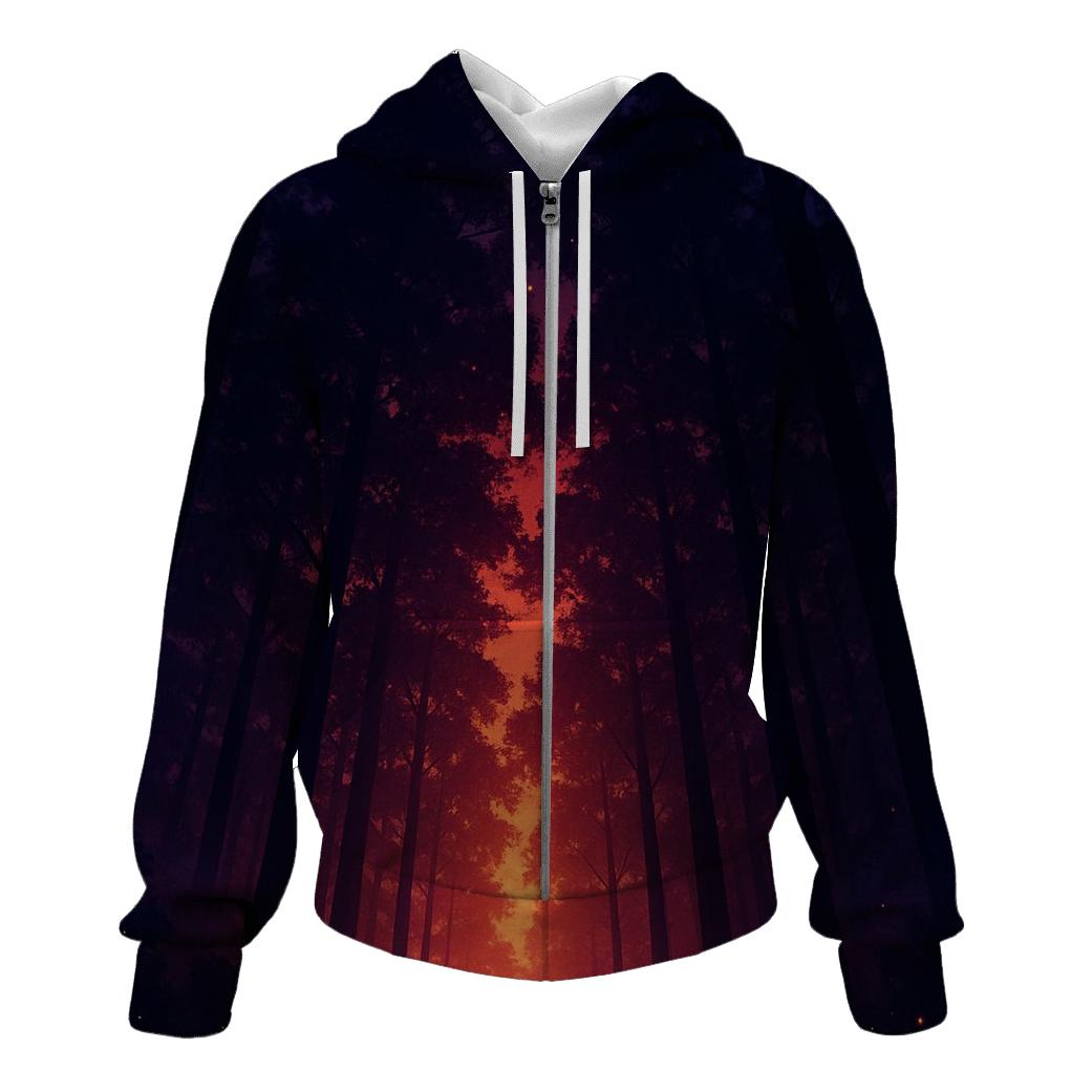 Forest Canopy Ember Rain printed hoodies