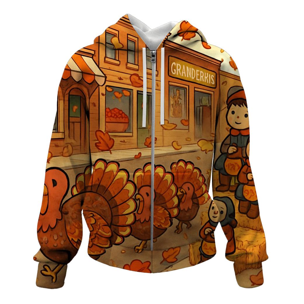 Turkey Parade Through Maple Town printed hoodies