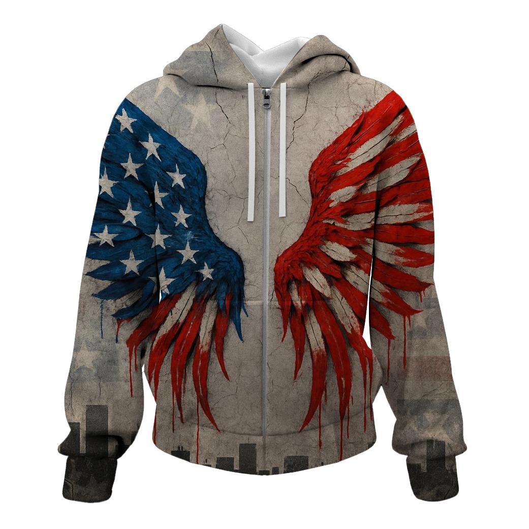 Urban Graffiti Flag Wings graphic hoodies