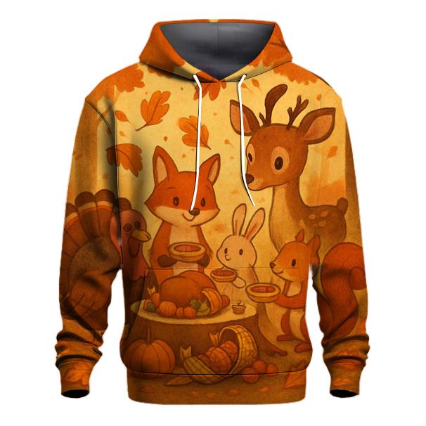 Woodland Friends Giving Feast lightweight hoodies