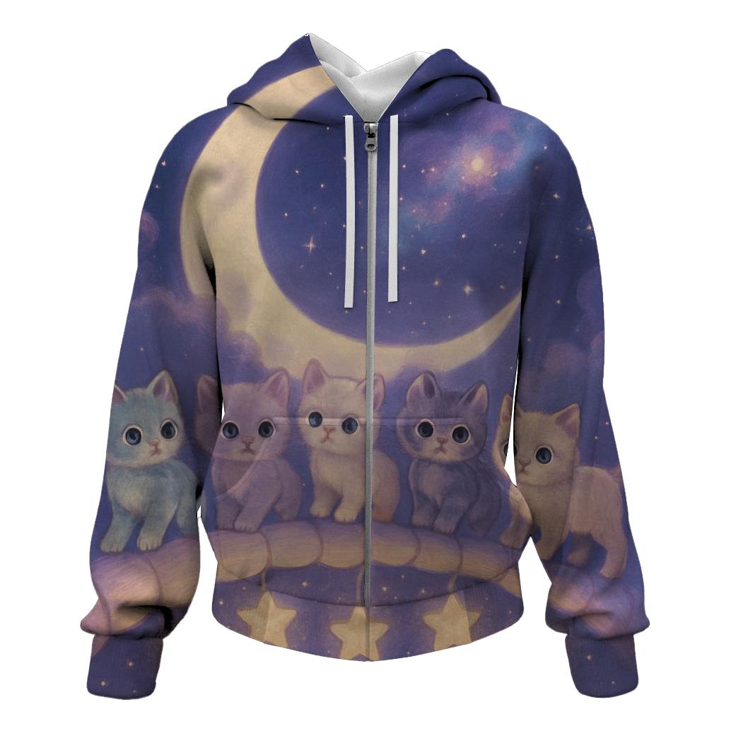 Celestial Lantern Cat Parade zip-up hoodies