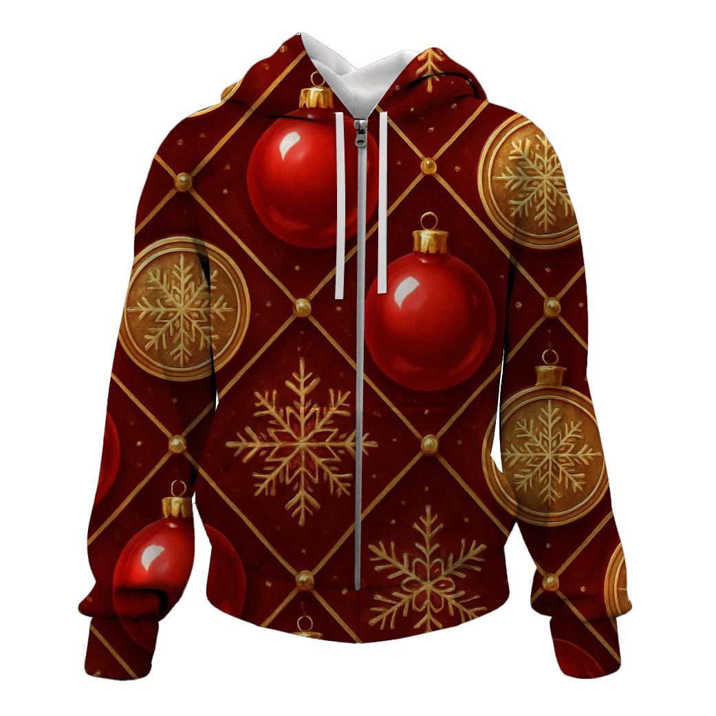 Crimson Christmas Ornament Lattice heavyweight hoodies