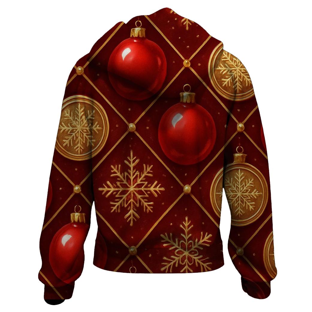 Crimson Christmas Ornament Lattice heavyweight hoodies