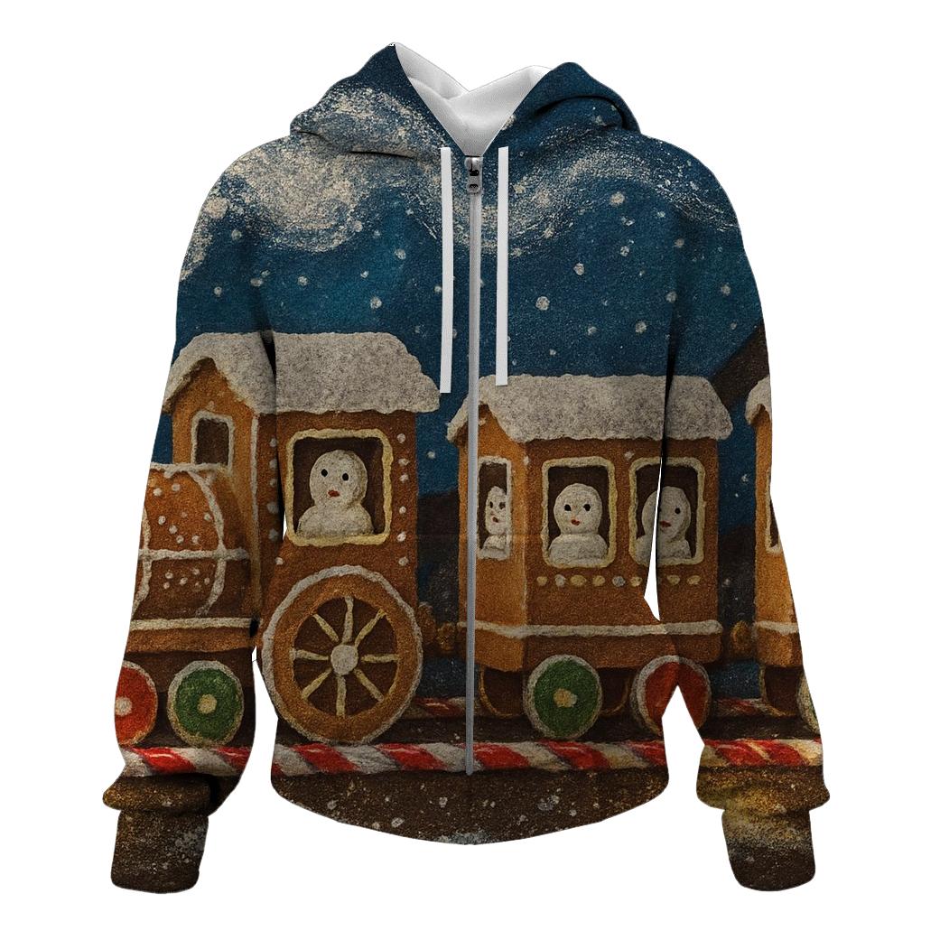Gingerbread Train Midnight Express designer hoodies