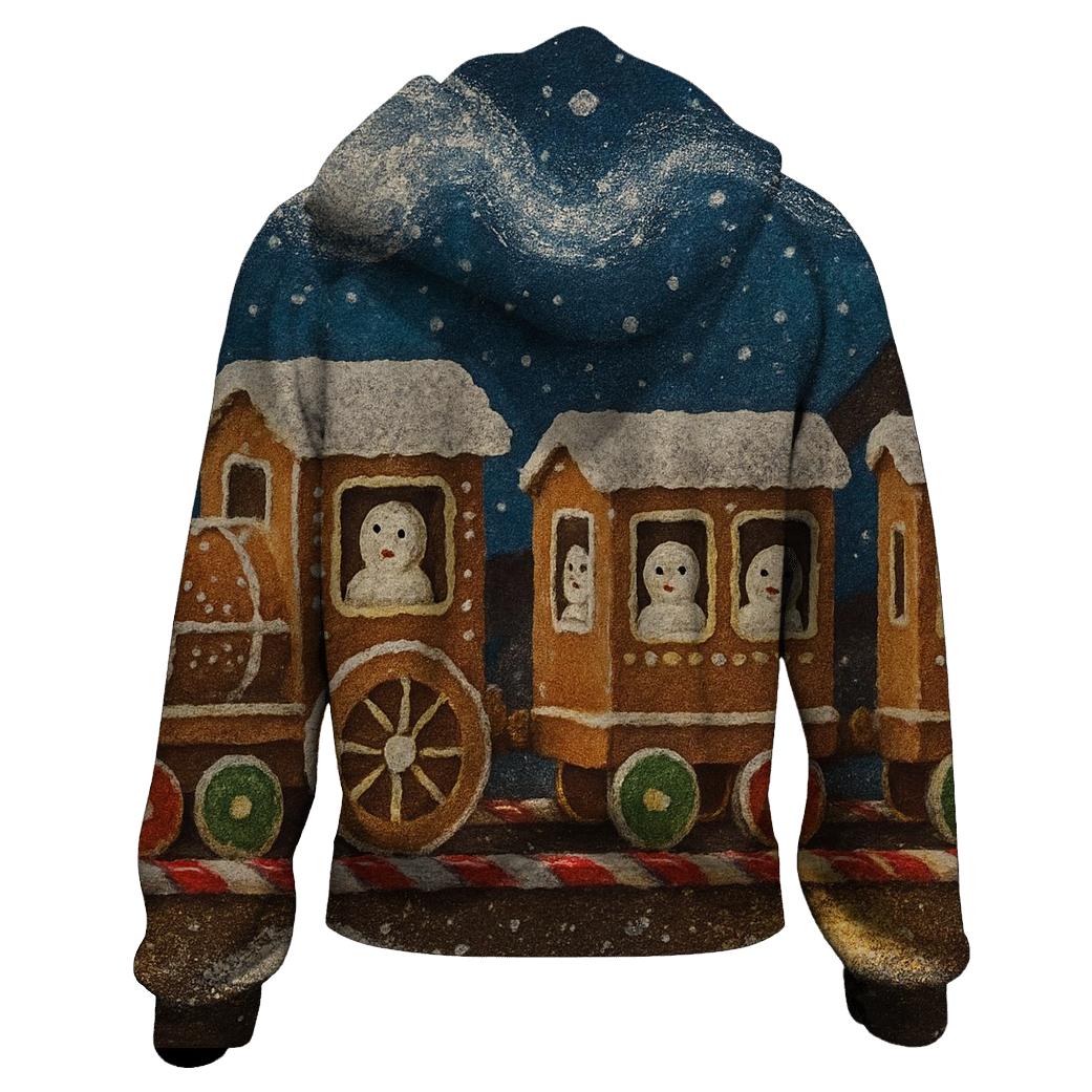 Gingerbread Train Midnight Express designer hoodies