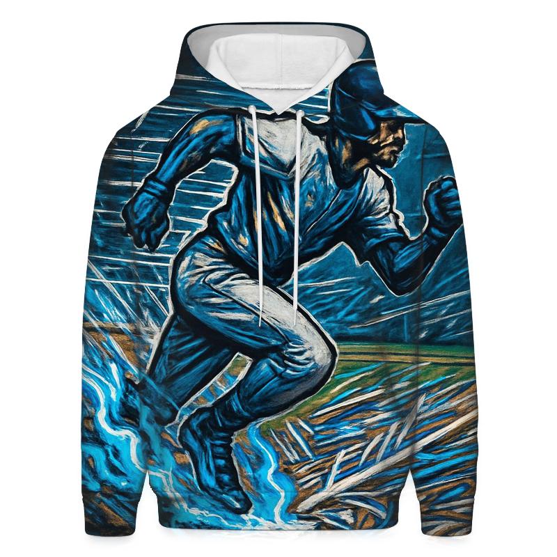 Blue Flame Base Steal embroidered hoodies