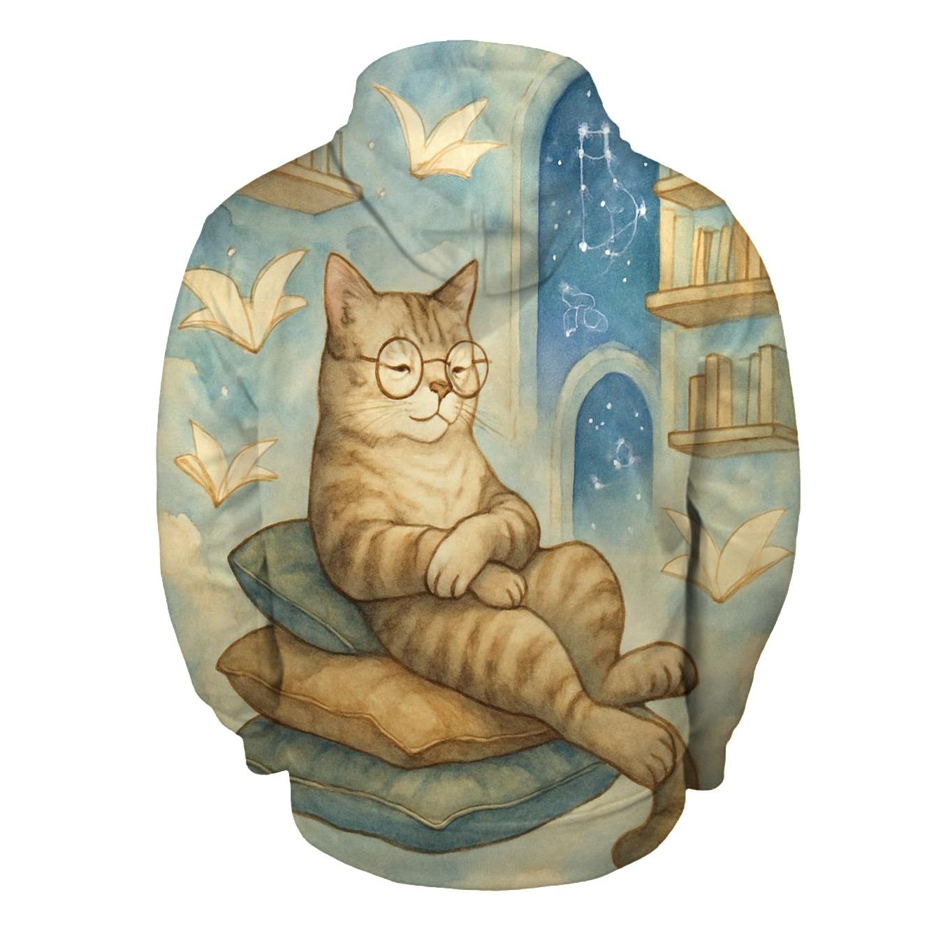 Dream Library Reading Cat heavyweight hoodies