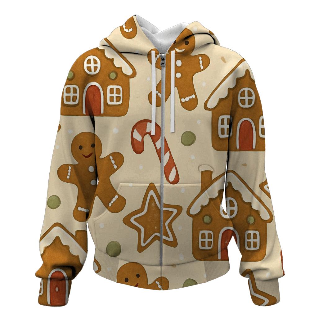 Gingerbread Village Scatter On Cream heavyweight hoodies