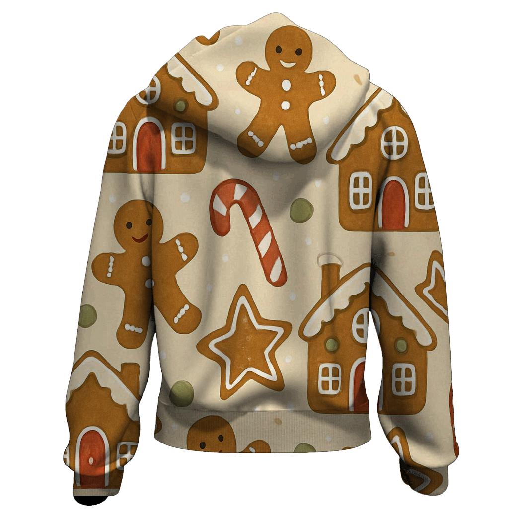 Gingerbread Village Scatter On Cream heavyweight hoodies