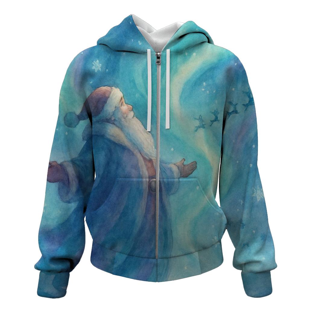 Aurora Dream Watercolor Santa custom hoodies
